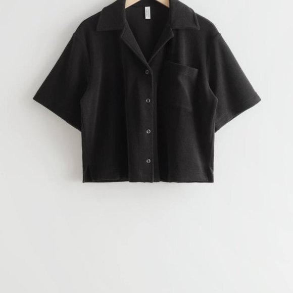 & Other Stories Boxy Terry Shirt Black (Part of a set) - Picture 3 of 9
